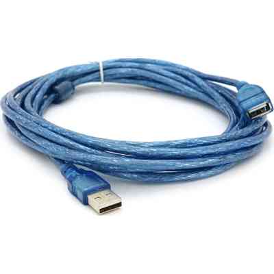 Дата кабель USB 2.0 AM/AF 5.0m ferrite transparent blue Voltronic (YT-AM/AF-5.0TBL) Вінниця