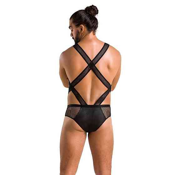 Мужское эротическое сетчатое боди Passion 045 VICTOR XXL/XXXL Black, экокожа, сетка Sex Aura Киев