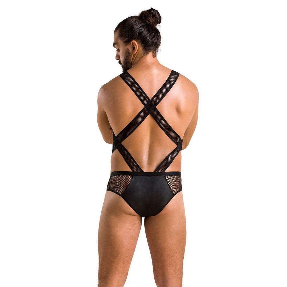 Мужское эротическое сетчатое боди Passion 045 VICTOR XXL/XXXL Black, экокожа, сетка Sex Aura Киев - изображение 4