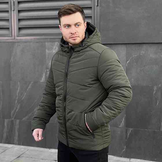 Зимняя куртка мужская теплая с капюшоном короткая Frost Pobedov Winter Jacket Dzen хаки M Одесса
