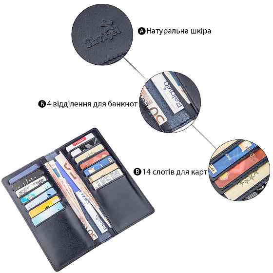 Вертикальное портмоне SHVIGEL 13993 Синее Киев