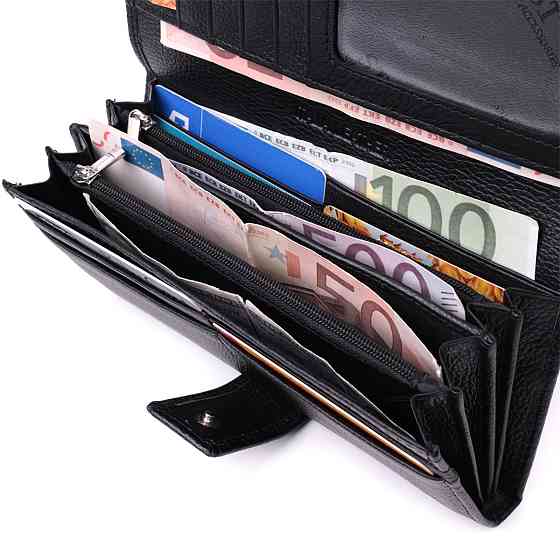 Надійний жіночий гаманець з натуральної шкіри ST Leather 22548 Чорний Київ