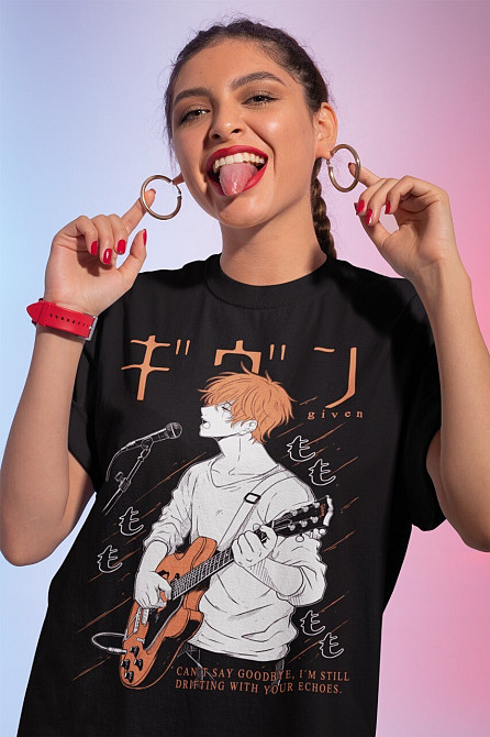 Футболка для хлопчика з аніме принтом Гівен Аніме Сато Мафуйу оверсайз (зріст від 165 до 180) Чорний AnimeJ0215m Дніпро - фото 3