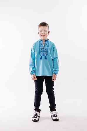 Вишинка для хлопчиків, льняна, блакитна, 100% лён 140 Київ