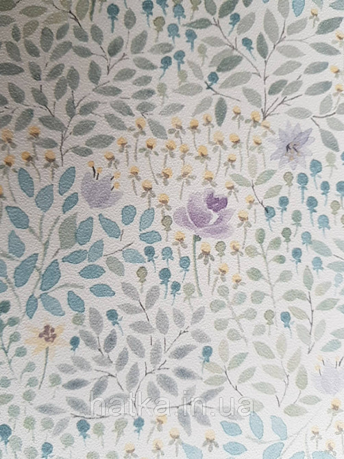 Обои флизелиновые детские эко Lutece Tartine et Chocolat нежные цветы сиреневые листики серые голубые Киев - изображение 3