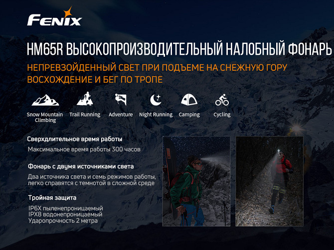 Налобный фонарик Fenix HM65R 1000лм IP68 Винница - изображение 11