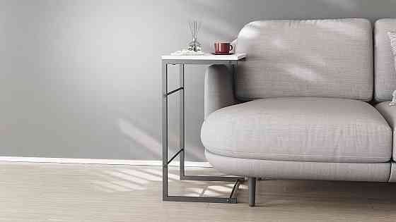 Столик приставний Террі Ferrum-decor 650x440x330 Чорний метал ДСП Біле 16 мм (FRD-104648) Дніпро