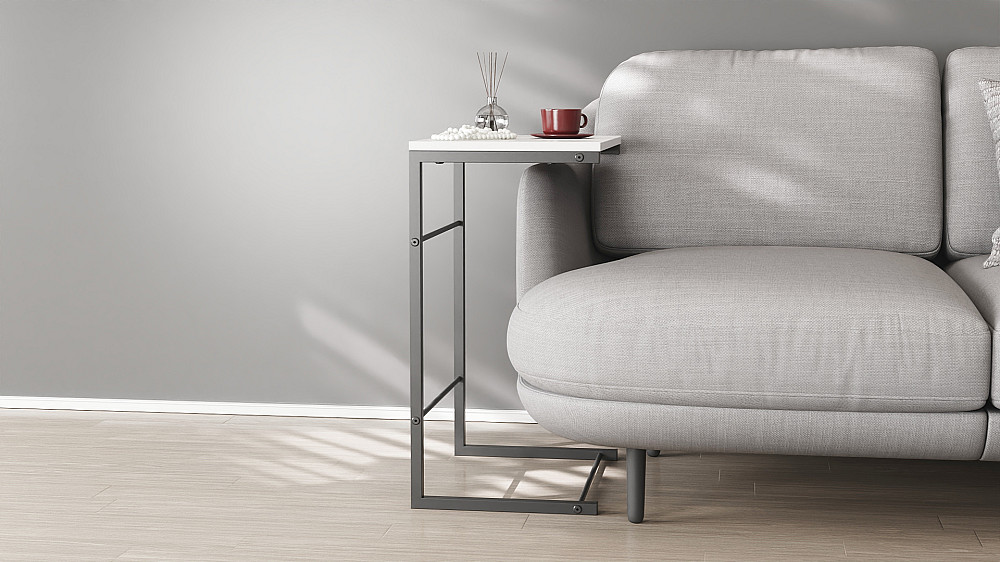Столик приставний Террі Ferrum-decor 650x440x330 Чорний метал ДСП Біле 16 мм (FRD-104648) Дніпро - фото 6