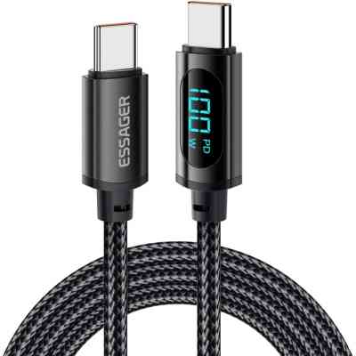 Дата кабель USB-C to USB-C 1.0m 100W LED black Essager (EXCTT1-XY01-P) Вінниця