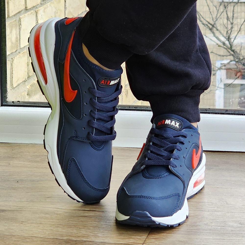 Мужские Синие Кроссовки Nike Air Max 93 Кожаные Найк (размеры: 41,42,43,44,45,) Видео Обзор Днепр - изображение 8