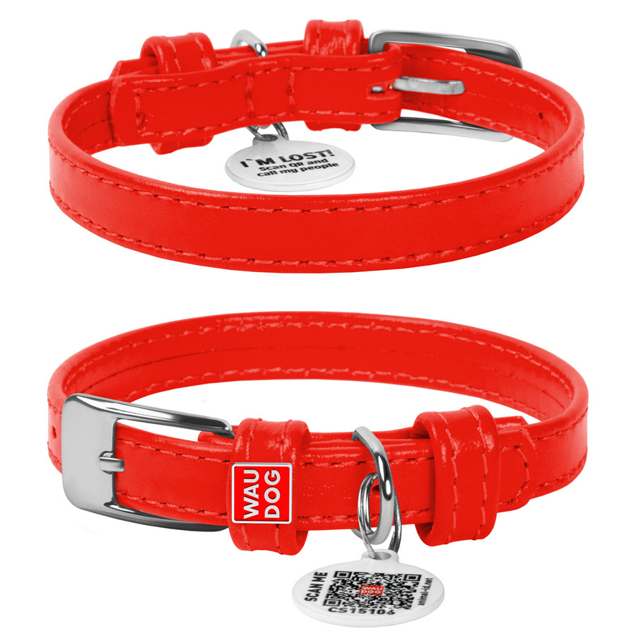 Нашийник для собак шкіряний WAUDOG Glamour з QR паспортом, без прикрас, XS, Ш 12 мм, Дов 21-29 Коломыя - изображение 2