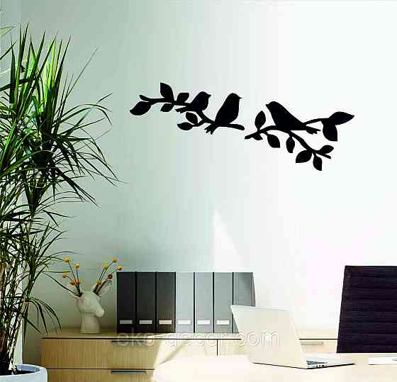 Декоративне настінне Панно  «Птахи» , Декор на стіну 110*43 см, Чорний Київ