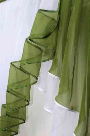 Кухонная занавеска VR-Textil № 023к оливковый с белым 150х150 см (50-524) Киев