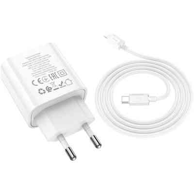 Зарядное устройство HOCO C80A Plus Rapido 1xUSB-C PD20W + 1xUSB QC3.0 + cable USB-C to Lightning White (6931474779892) Винница