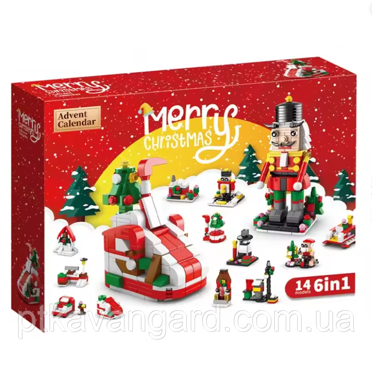 Новорічний адвент календар конструктор різдвяний клацанок та сани 6в1, 12 вікон 8972-8 Хмельницький - фото 1