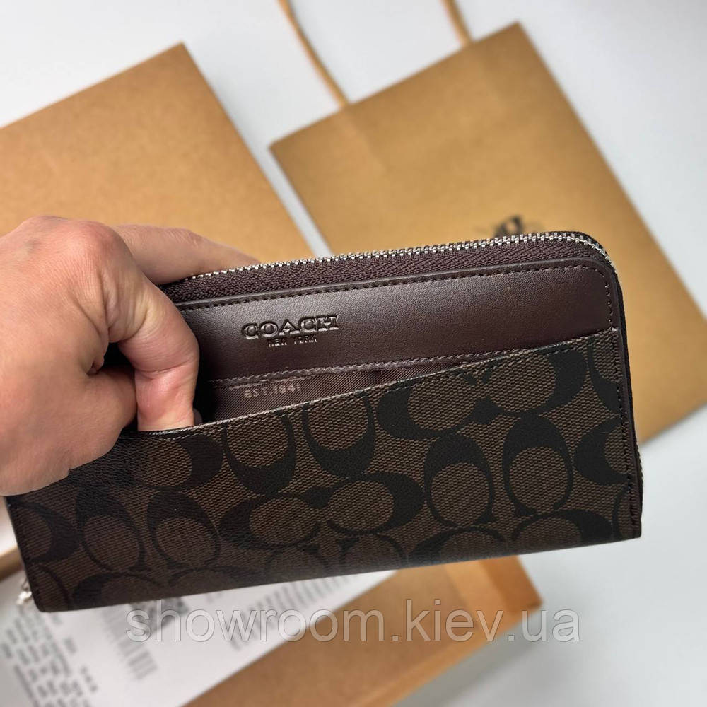 Брендовий гаманець на блискавці Coach (1380) brown Київ - фото 5
