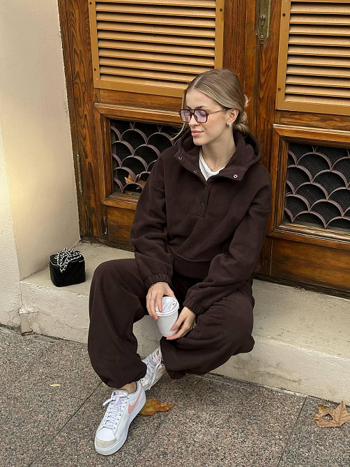 Женский теплый базовый костюм двойка из двухстороннего флиса. Шоколад, 42/44 Одесса - изображение 10