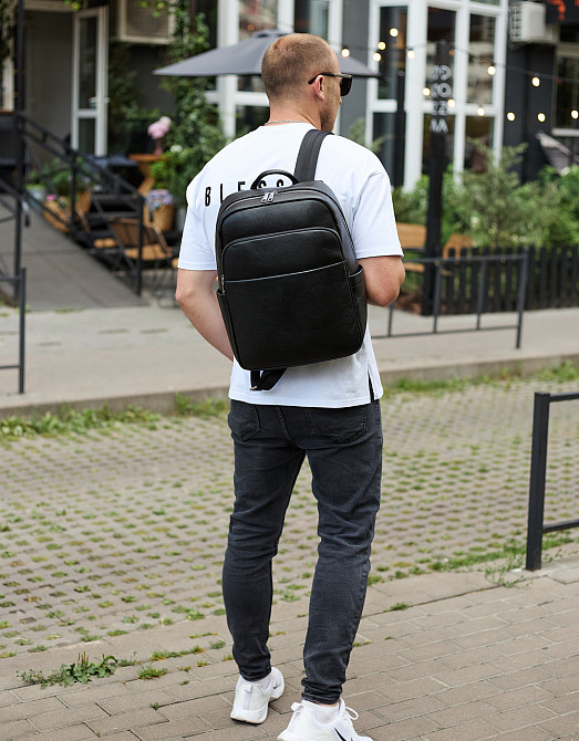 Чорний універсальний чоловічий рюкзак для ноутбука Київ - фото 8