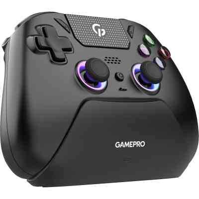 Геймпад GamePro із зарядною станцією 2.4G/BT 5.1/USB (Switch/PS/PC/iOS/Android) RGB Black (GPS20BDOC) Винница