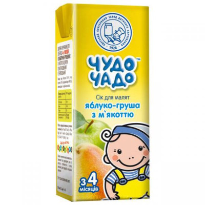 Сік дитячий Чудо-Чадо яблуко-груша з м'якот./цукр. 200 мл (4820016254671) Вінниця - фото 1
