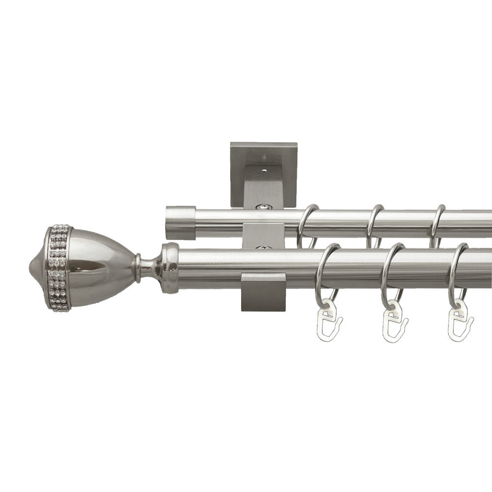 Карниз Orvit Етернія металевий дворядний техно гладка труба кільце металеве Нержавіюча Сталь 25\19 мм 240 см Львов - изображение 1