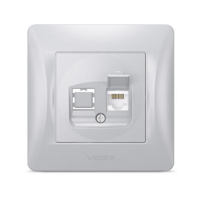 Комп&apos;ютерна розетка Videx BINERA CAT6 одинарна сереб (VF-BNSK1PC6-SS) Вінниця - фото 1