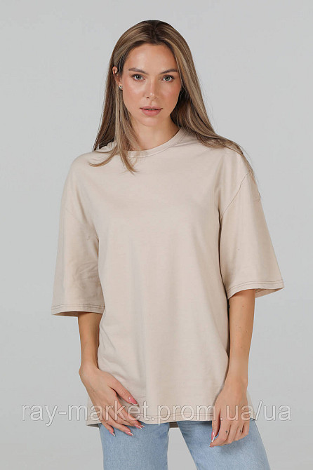 Набір футболок оверсайз жіночих 2 шт "U0104-Cream-Brown" L/XL Київ - фото 2