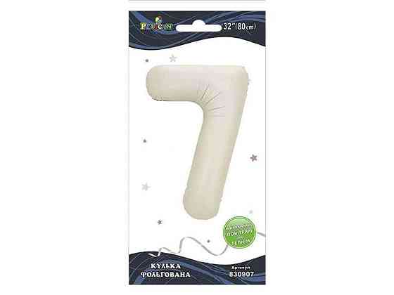 Кулька фольгована цифра 32 (80 см) 7 молочна ТМ PELICAN Київ
