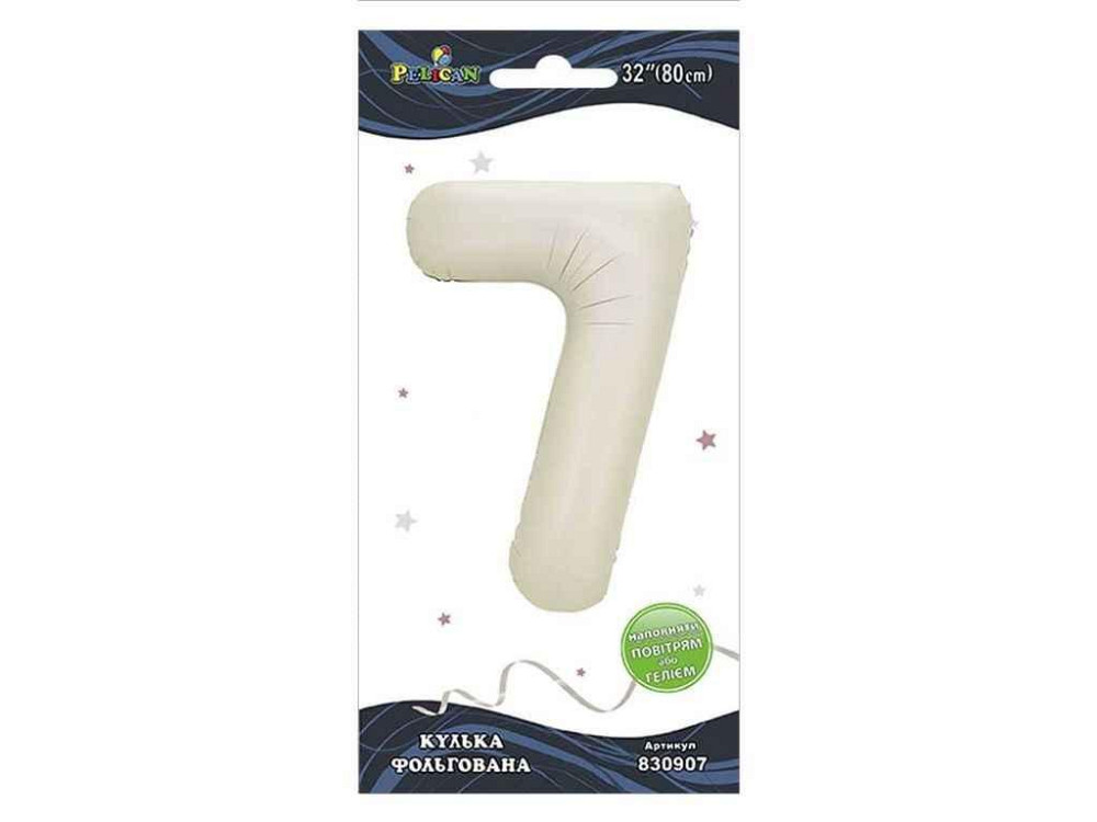 Кулька фольгована цифра 32 (80 см) 7 молочна ТМ PELICAN Київ - фото 1