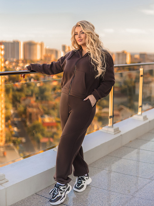 Утеплений спортивний костюм жіночий "The best" | Батал Шоколадний, 54-56 Київ - фото 1