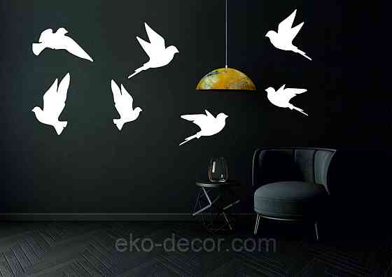 Декоративне настінне Панно «Пташка» Декор на стіну(ціна за 1шт) 30*21 см, Білий Київ