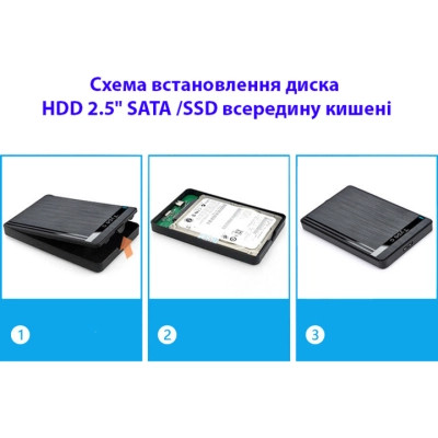 Кишеня зовнішня Dynamode 2.5&quot; SATA/SSD HDD - USB 3.1 Type-C (DM-CAD-25317C) Вінниця - фото 3