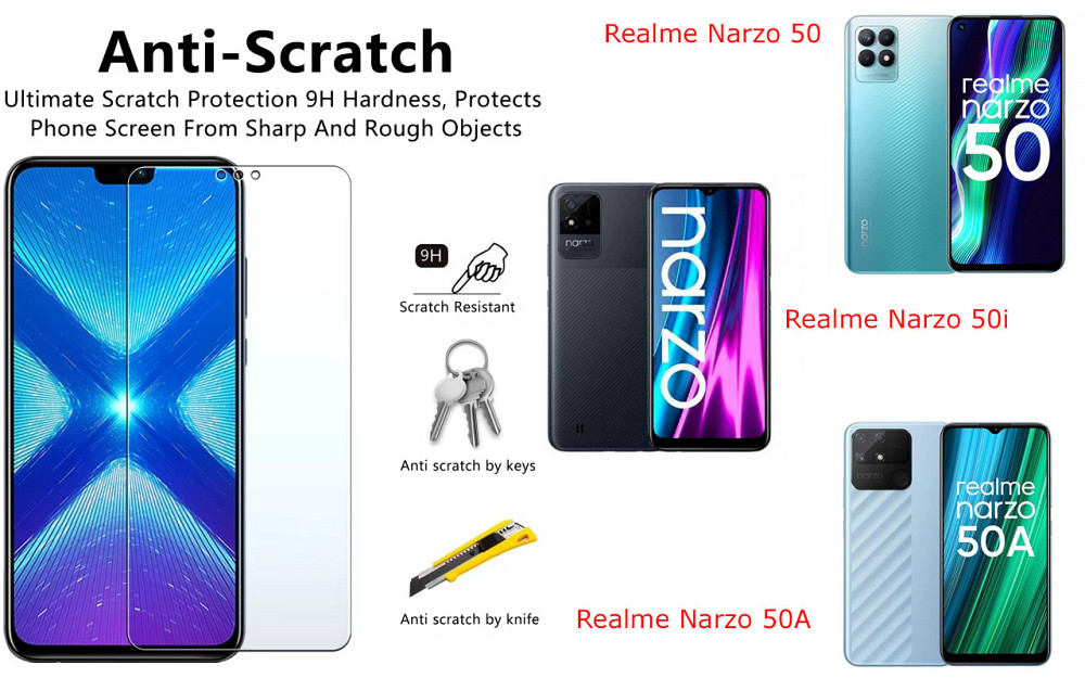 Защитное стекло NeoGlass для Realme Narzo 50, Narzo 50i, Narzo 50A – ультрапрозрачное и устойчивое Киев - изображение 1