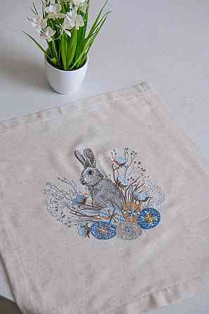 Серветка пасхальна, натуральна лляна з вишивкою топ Київ