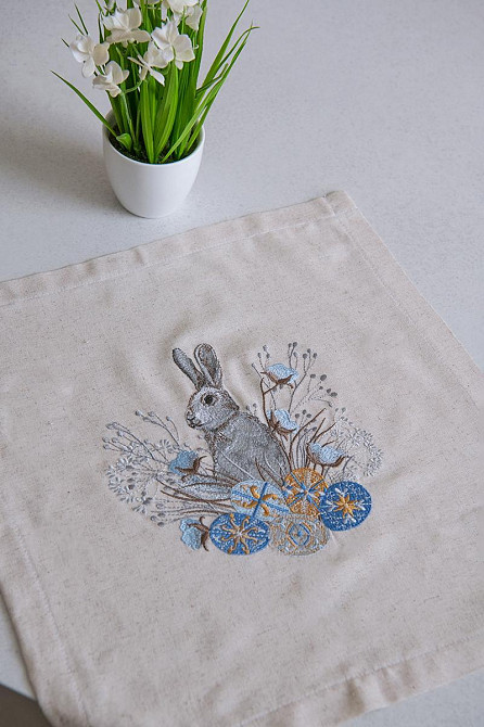 Серветка пасхальна, натуральна лляна з вишивкою топ Київ - фото 1