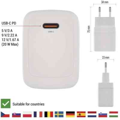 Зарядное устройство EMOS V01G20 USB-C PD20W GaN (V01G20) Винница