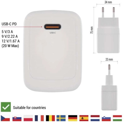 Зарядний пристрій EMOS V01G20 USB-C PD20W GaN (V01G20) Вінниця - фото 5