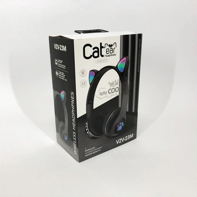 Наушники с кошачьими ушками безпроводные Cat VZV 23M, Розовые беспроводные наушники детские с ушками UJ-39 Львов - изображение 1