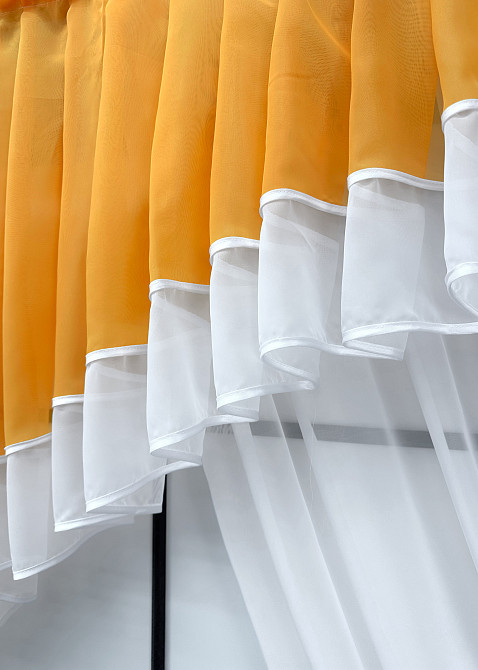 Кухонний комплект VR-Textil № 062к шторка з ламбрекеном помаранчевий із білим 200х170 см (52-1183) Київ - фото 3