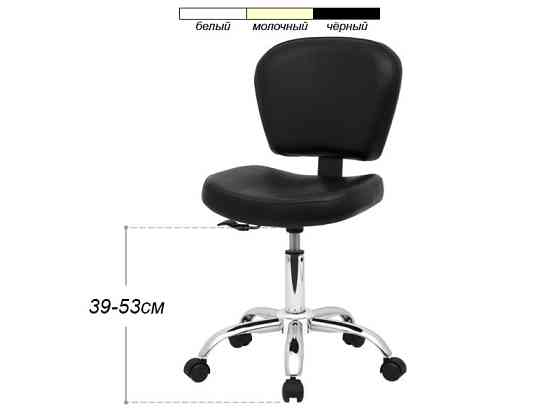 Стул мастера со спинкой на колесах, регулировка высоты, мод. 855 Черный Киев