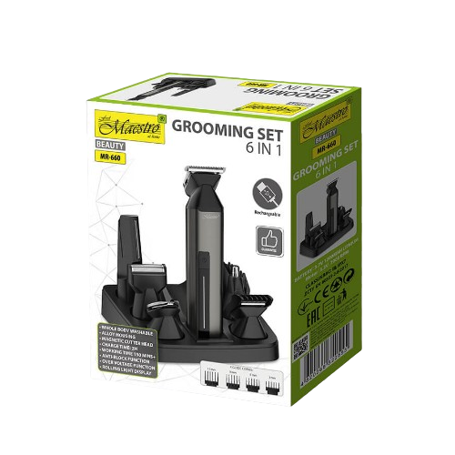 Набір для стрижки акумуляторний 3,7W 1200mAh 6в1 MR-660 Maestro Житомир - изображение 5