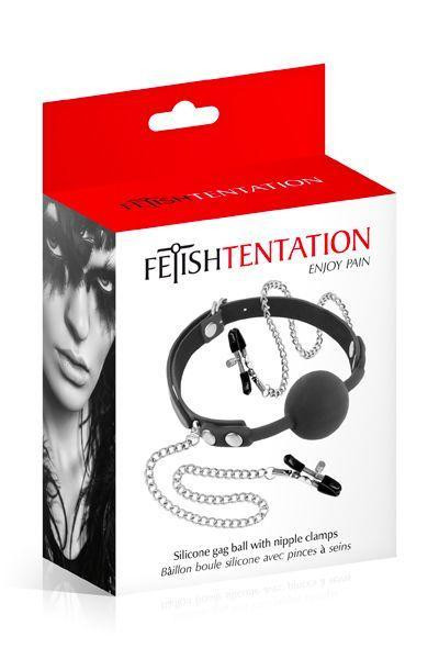 Кляп с силиконовым шариком и зажимами для сосков Fetish Tentation Gag Ball with Nipple Clamps Sex Aura Киев - изображение 2