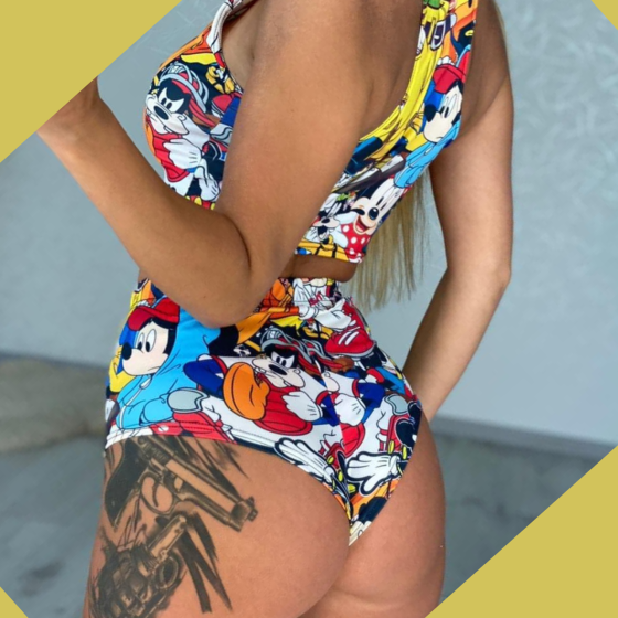 Жіночий костюм комплект пол денс одяг шорти з футболкою топ для pole dance fitness мультяшні герої Одеса