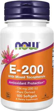 Витамин Е NOW Vitamin E-200 D-Alpha Tocopheryl - 100 softgels Киев