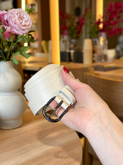 Шкіряний жіночий ремінь в білому кольорі 6231 Київ - фото 8