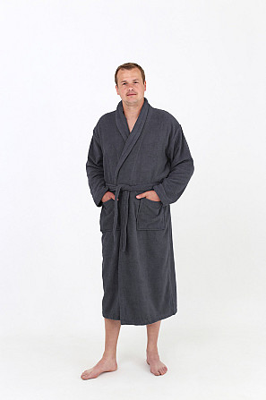 Мужской махровый халат Ideal Textile темно-серый (56860775) S. Черновцы - изображение 1