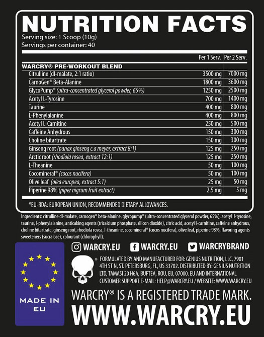 Передтренік Warcry (New Formula) 400 g (Strawberry Mojito Flavour) Луцьк - фото 2