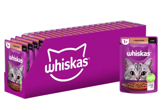 Вологий корм Whiskas (Віскас) з індичкою в соусі для дорослих котів 85 г (блок 28 шт) Вінниця