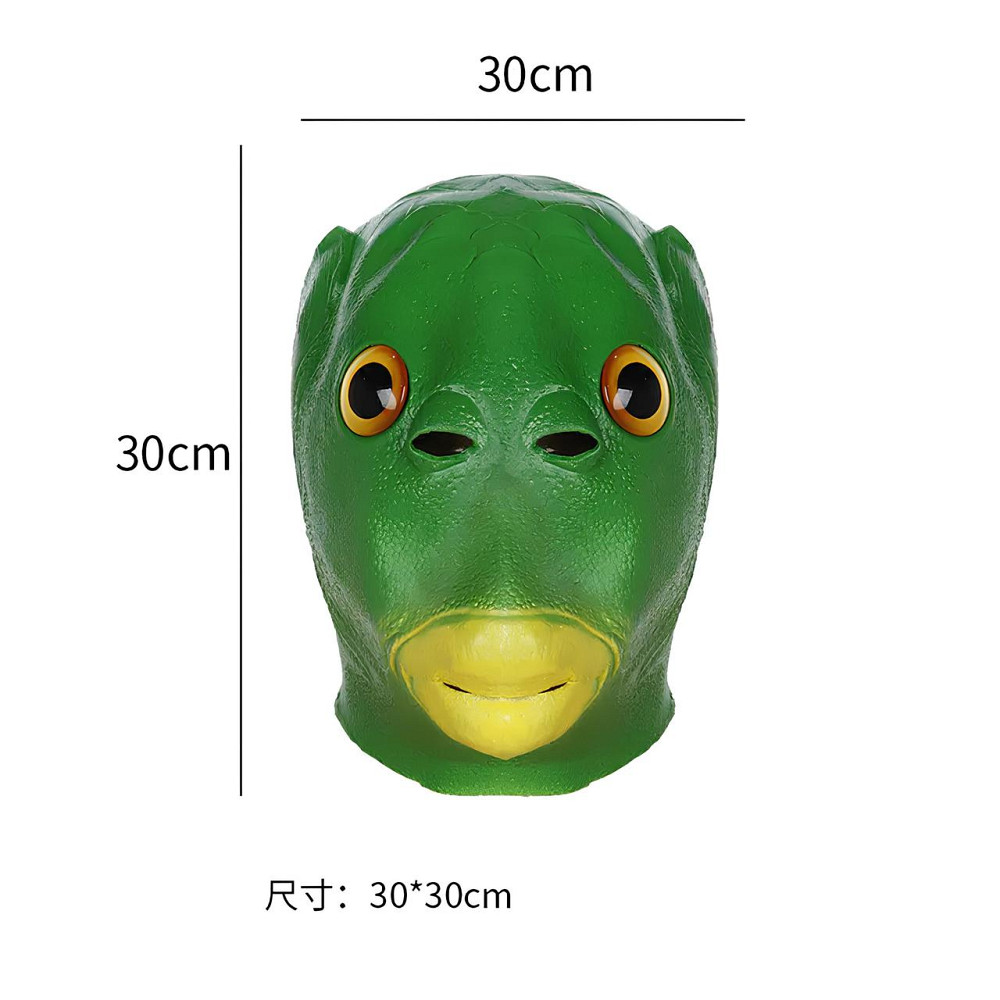 Маска рыбы RESTEQ — резиновая маска Человека-Рыбы с отверстием для рта, зеленая, универсальный размер Киев - изображение 5