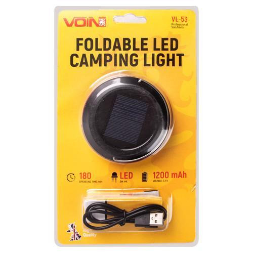 Кемпинговый фонарь VOIN VL-53 с зарядкой Power Bank 1200mAh, солнечной панелью и складной конструкцией, 3W XPE Харьков - изображение 2